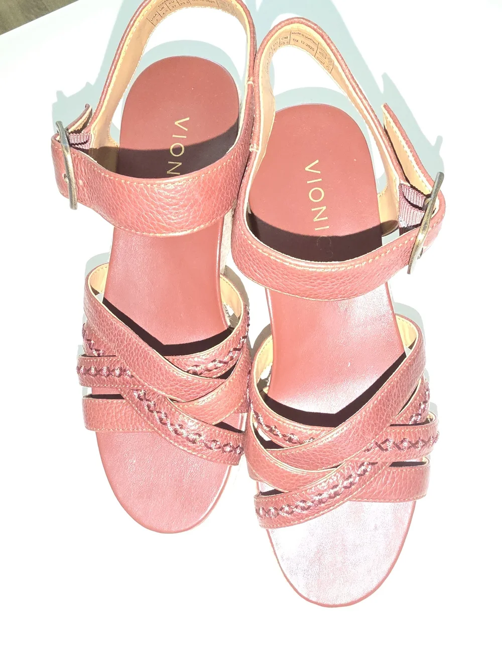 Vionic Burgundy/maroon l Braided-Strap Wedge Sandals